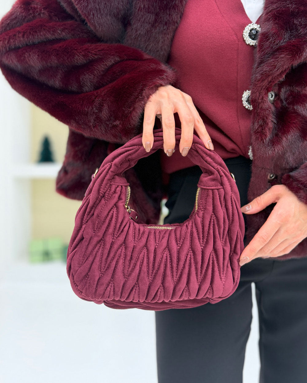 Borsa mini MIU Bordeaux