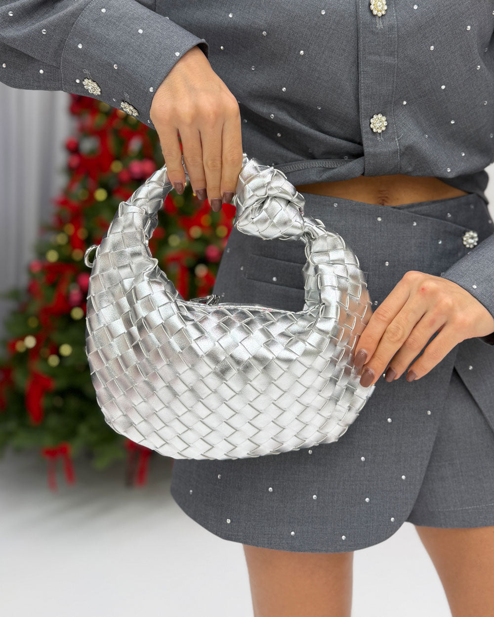 Borsa Intreccio Nodo piccola Argento