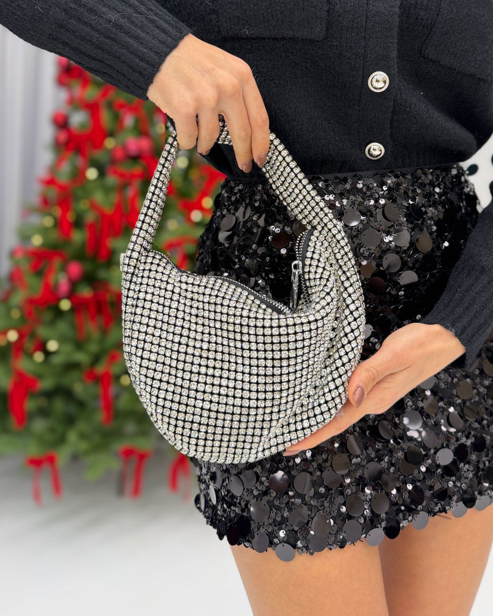 Borsa Megan Argento/Nero 2401-3