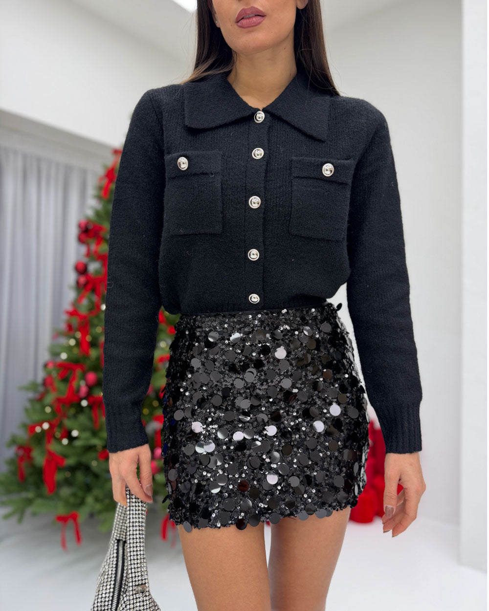 Gonna paillettes big\little Nero