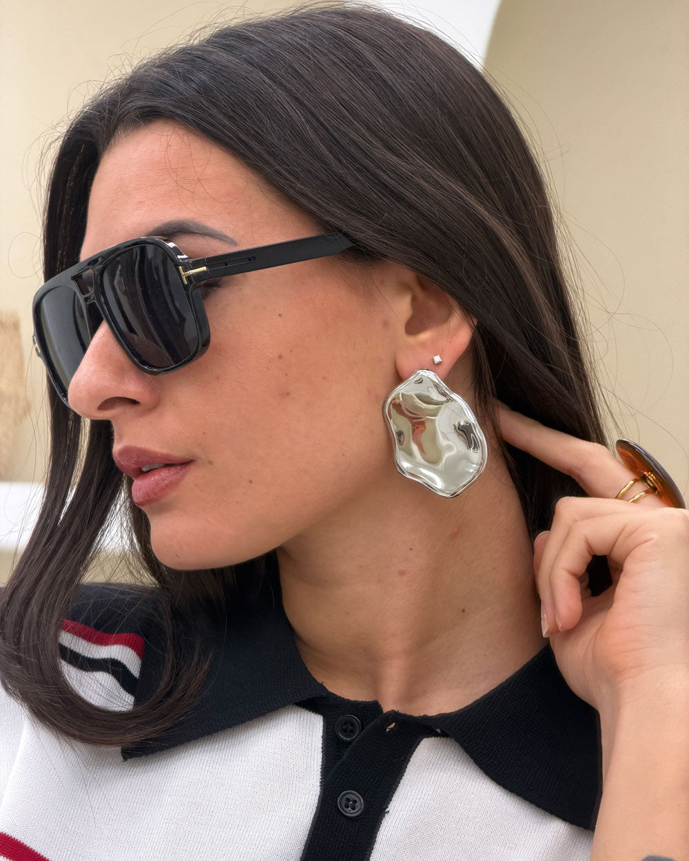 Orecchini Scudo Sagomato Argento