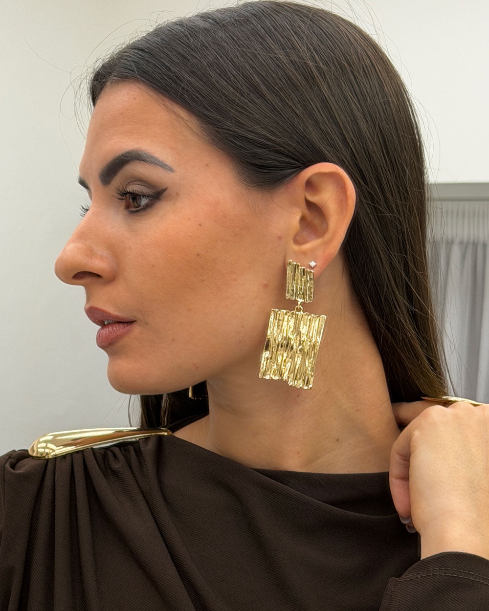 Orecchini Morena rettangolo Oro