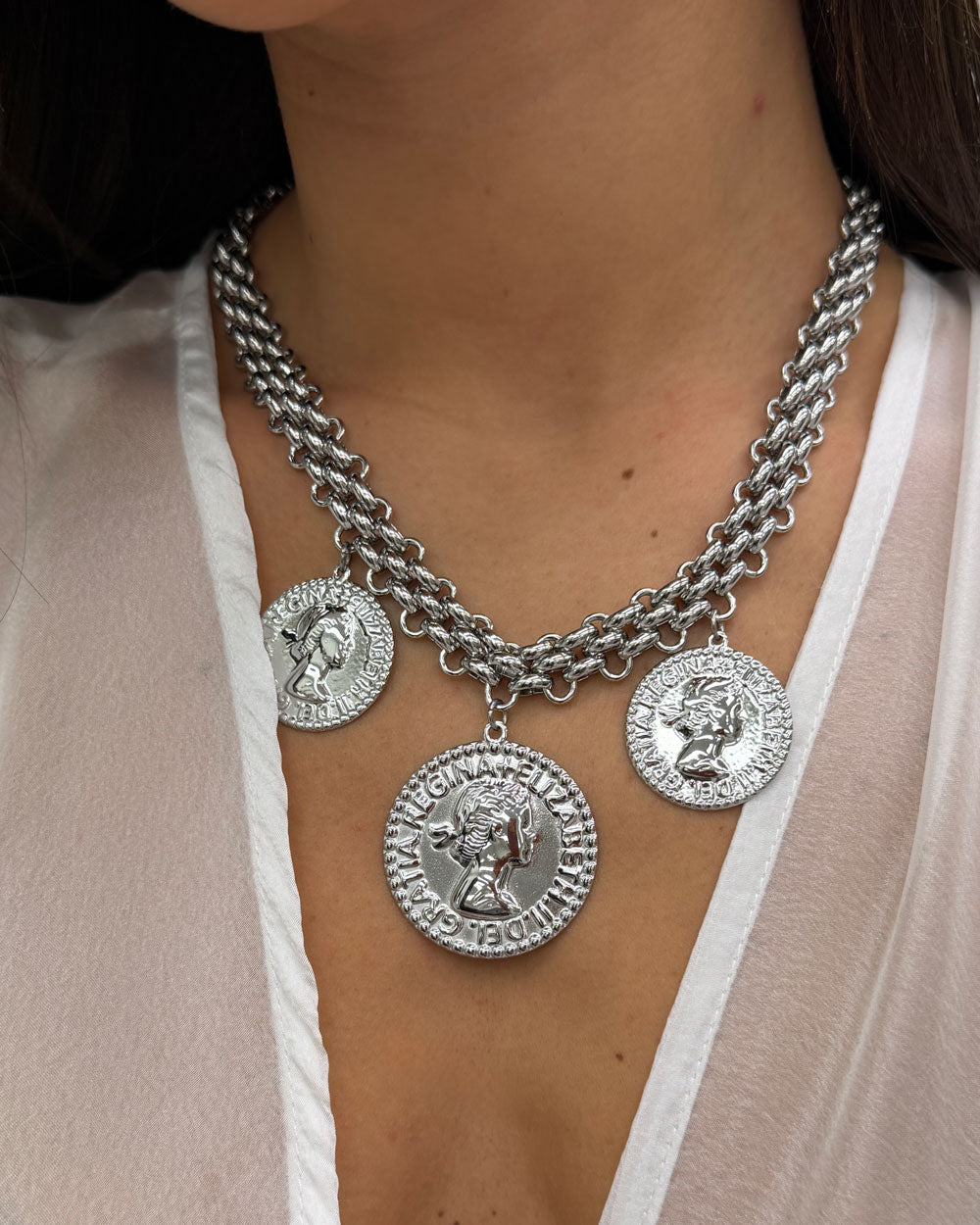 Collana monete Regina Argento