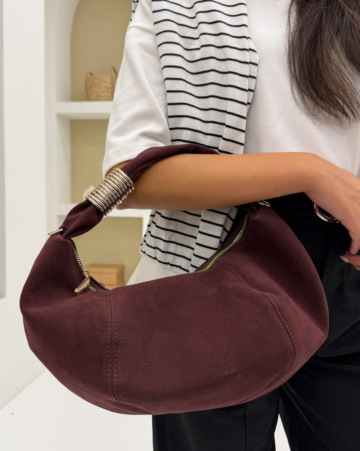 Borsa Anelli cuoio Bordeaux