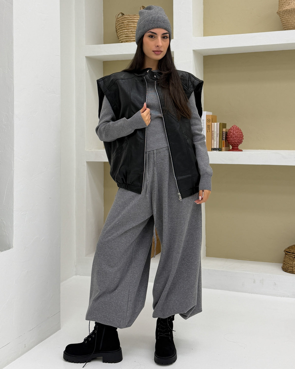 Gilet\bomber ecopelle Nero