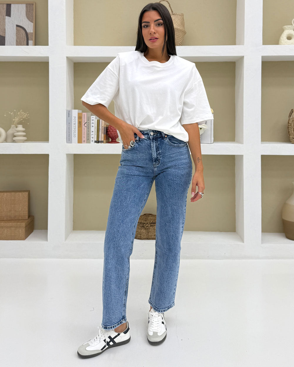 Jeans straight H3000-2 Celeste