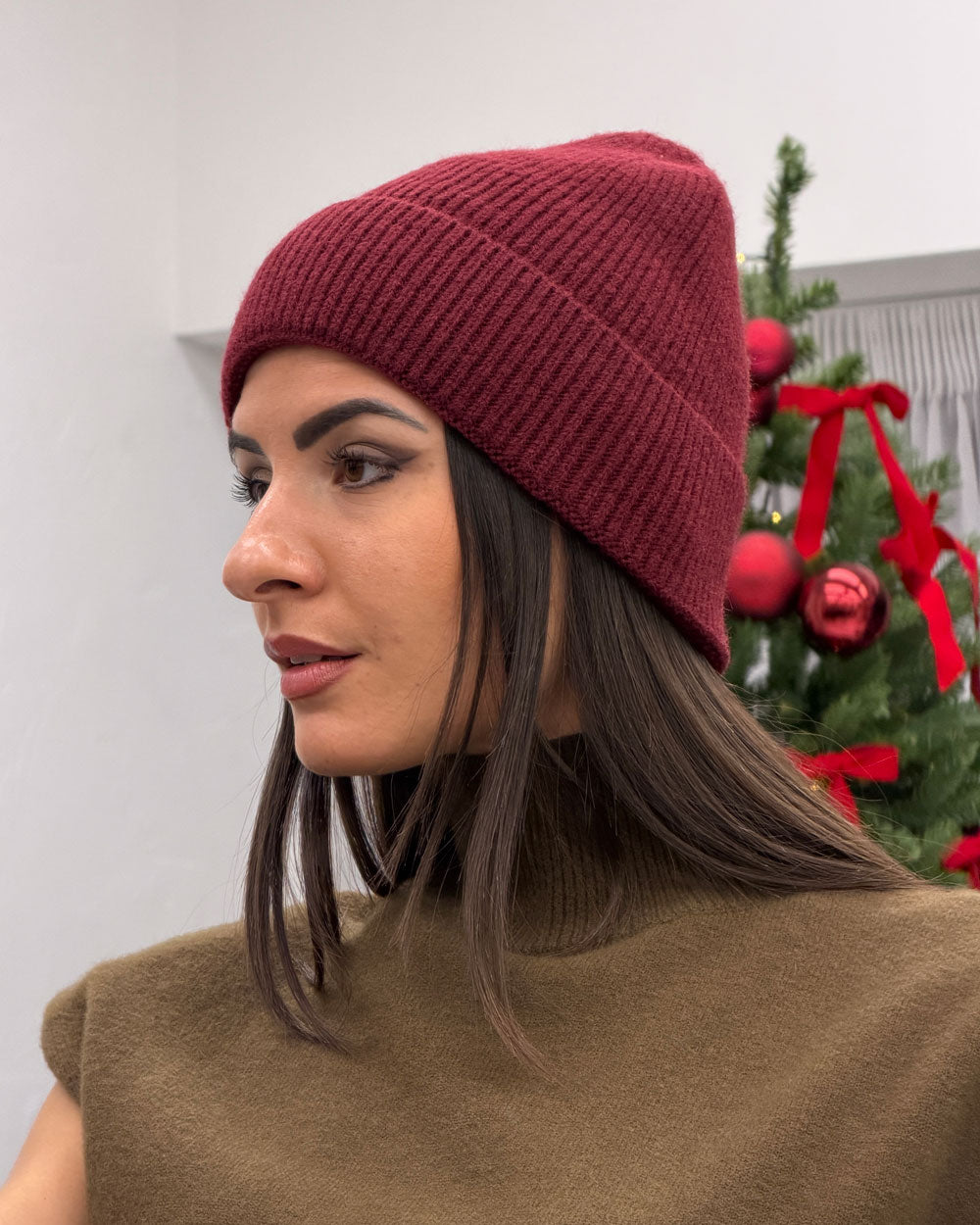 Berretto coste pesanti Bordeaux