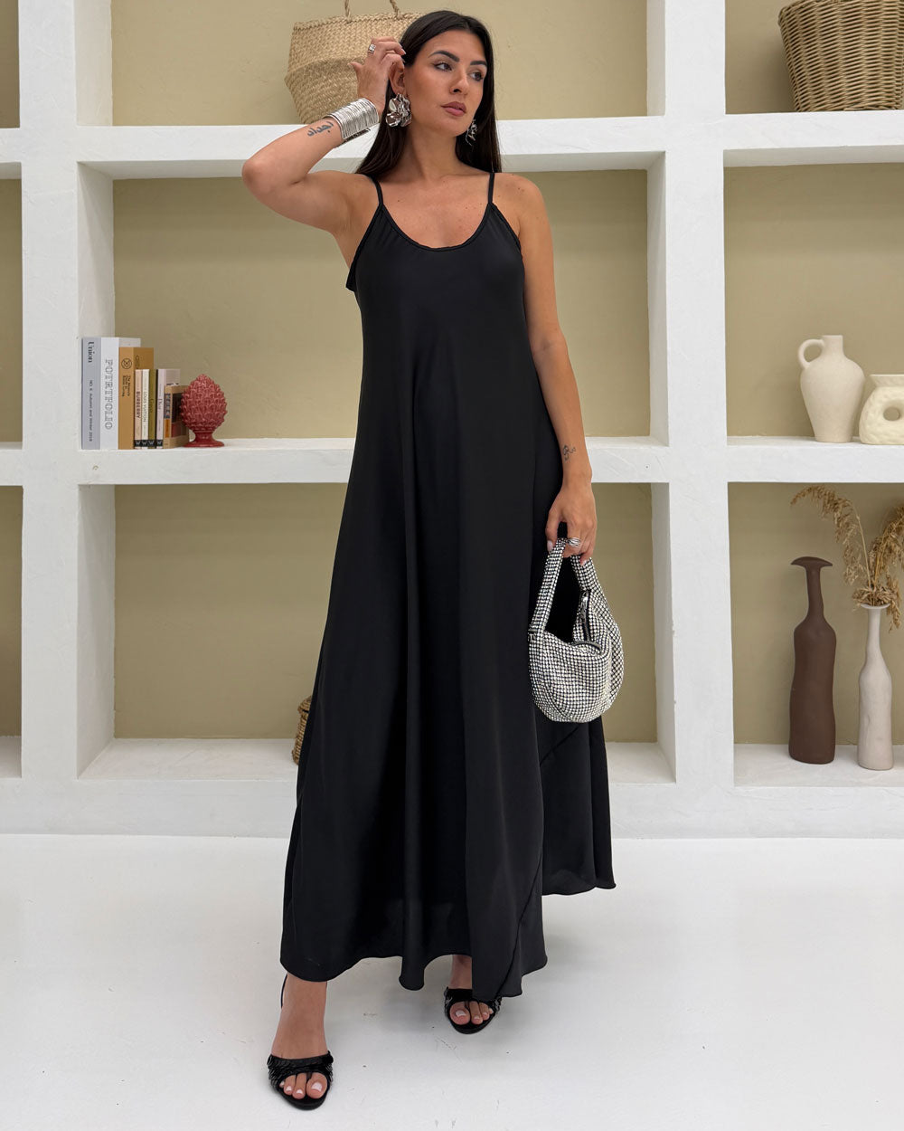 Borsa Megan Argento/Nero 2401-3