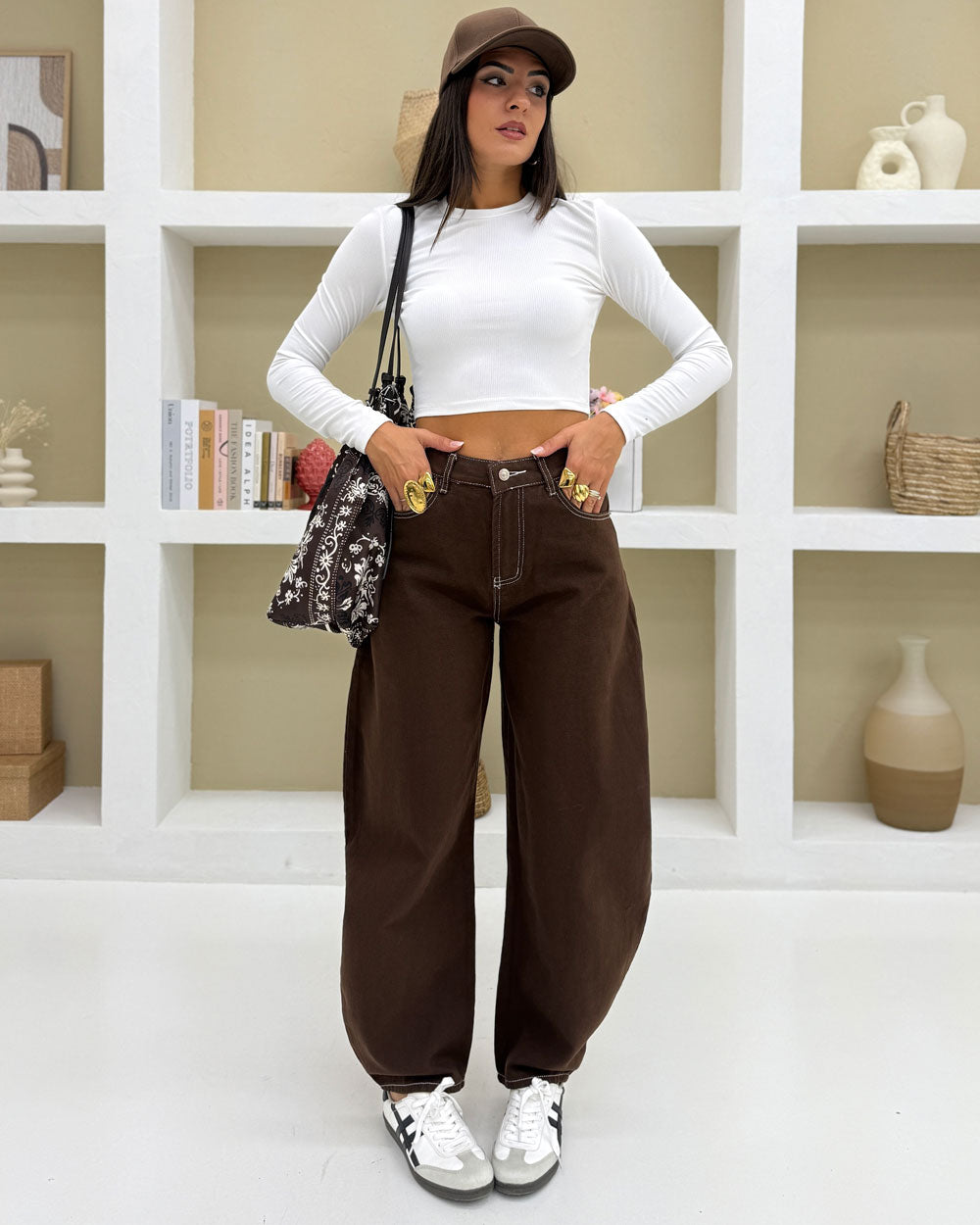 Maglia crop basic Bianco