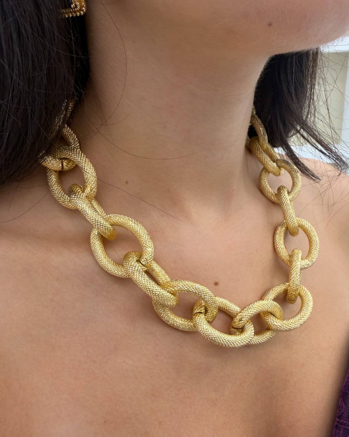 Collana oval satinata Oro