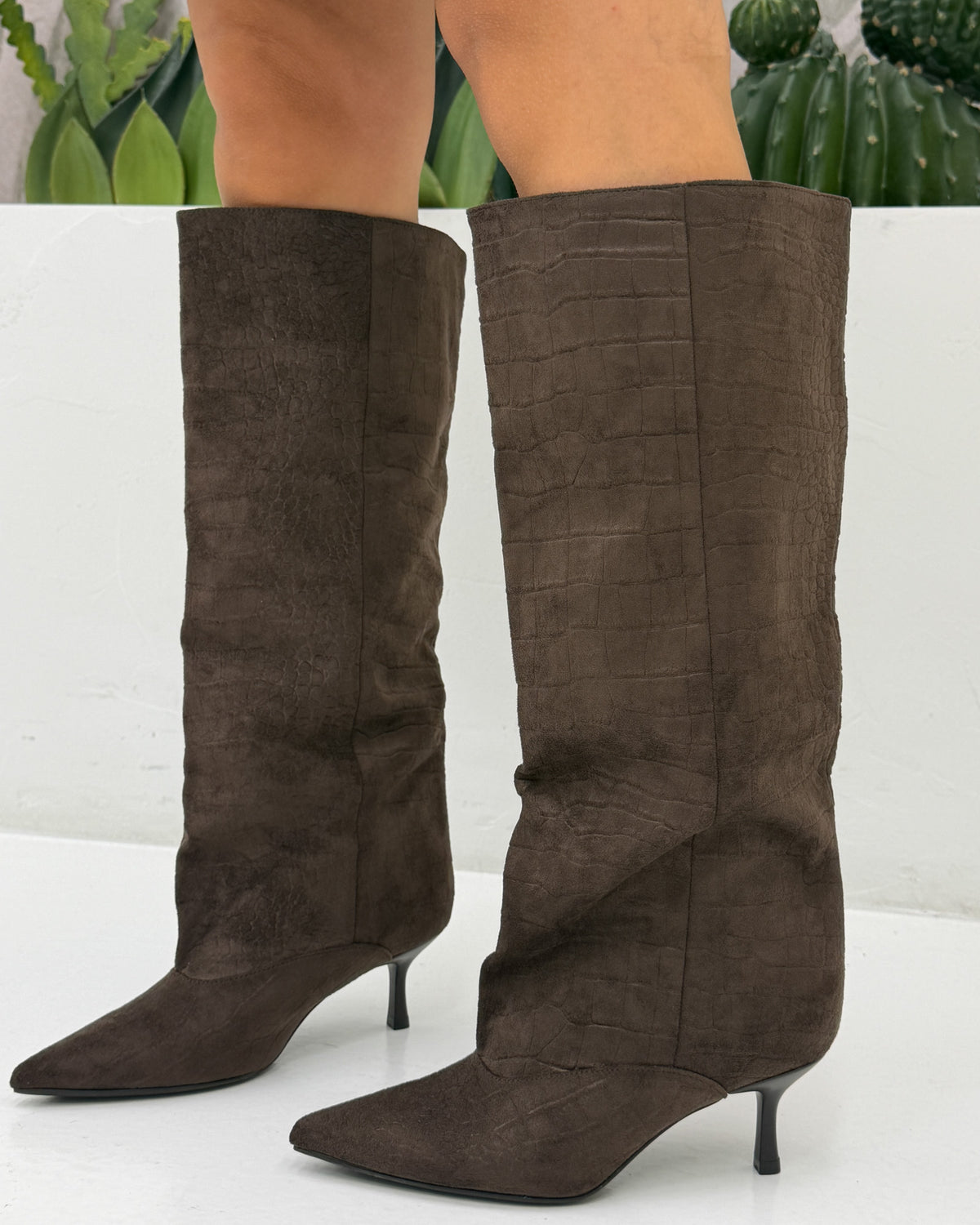 Stivale suede cocco Marrone