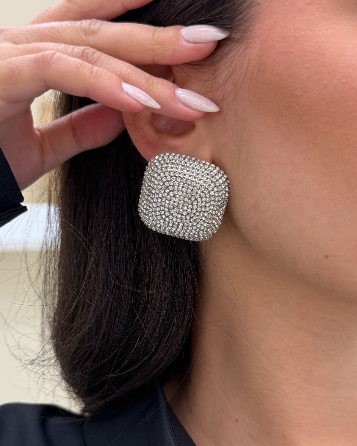 Orecchini RETTANGOLO MM20O strass Argento