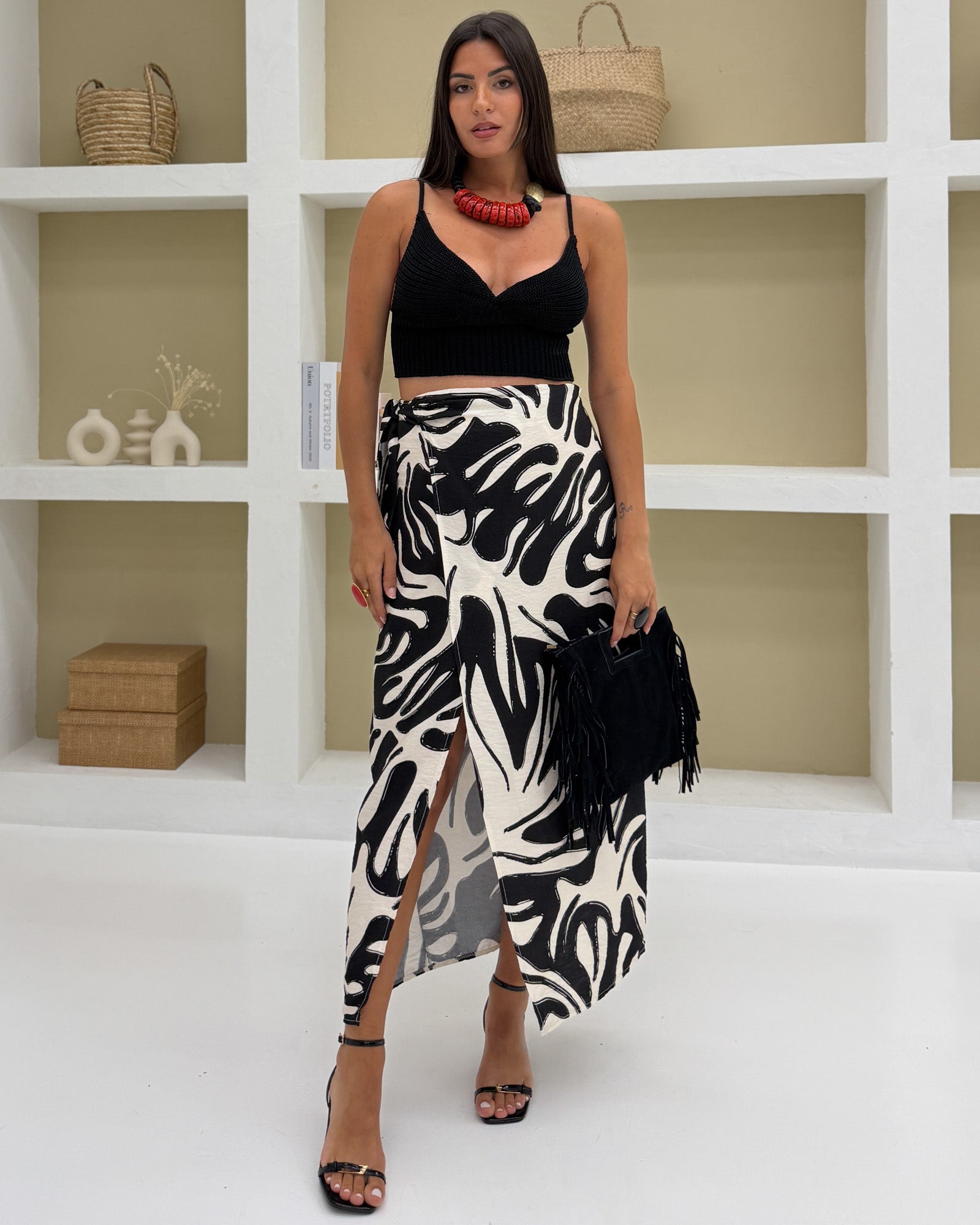 Borsa frange Maluma Nero