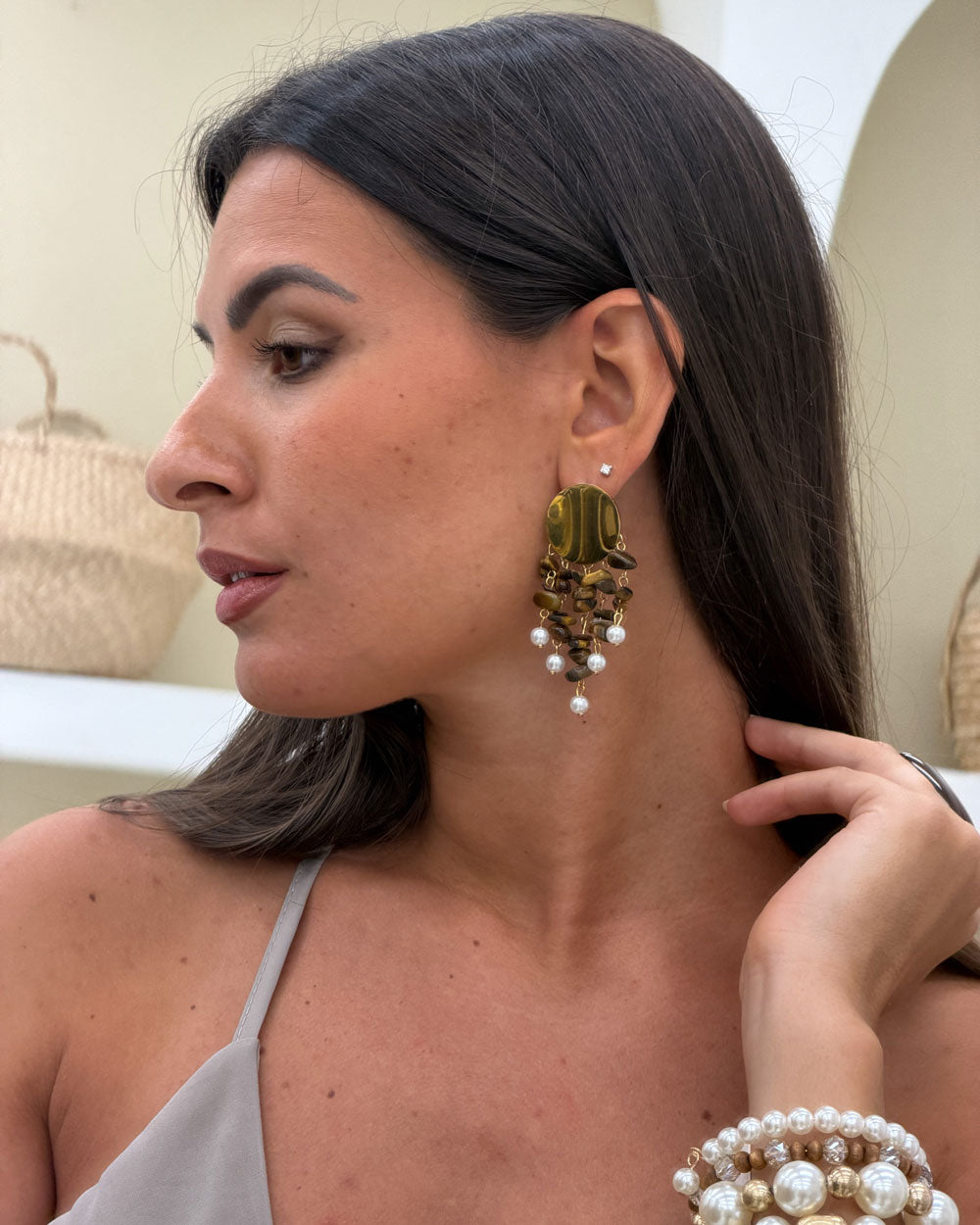 Orecchini Valaris Perle Marrone
