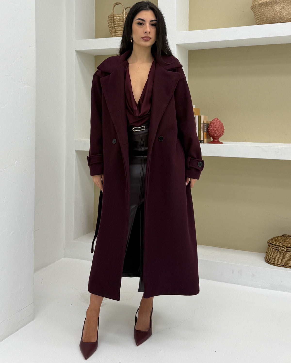 Cappotto 100%MISTO LANA Bordeaux