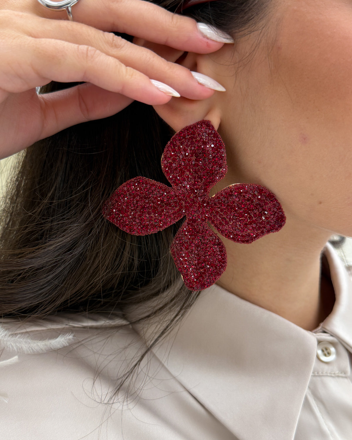 Orecchini Passion Fiore Glitter Rosso