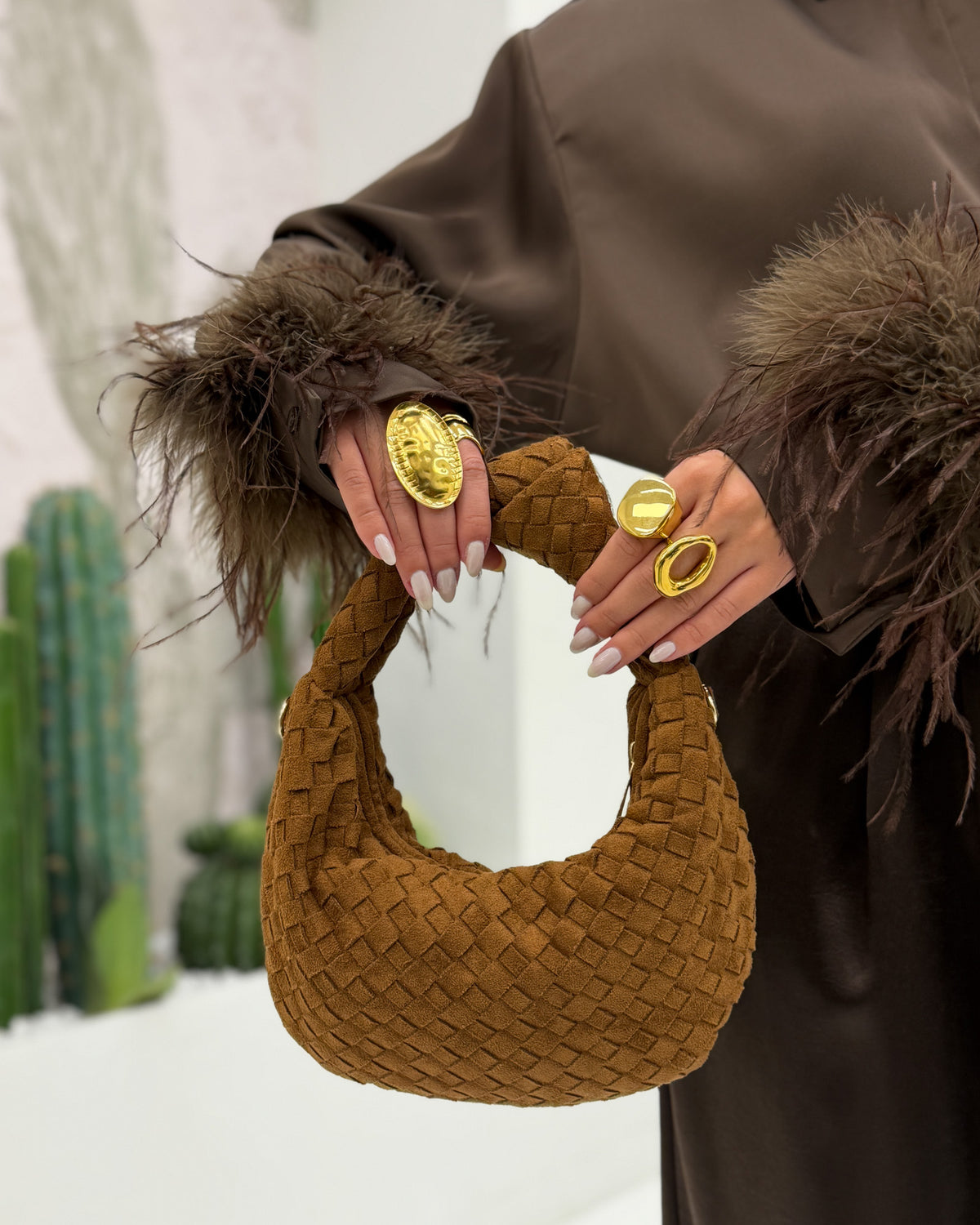 Borsa Mini Nodo Camoscio Marrone