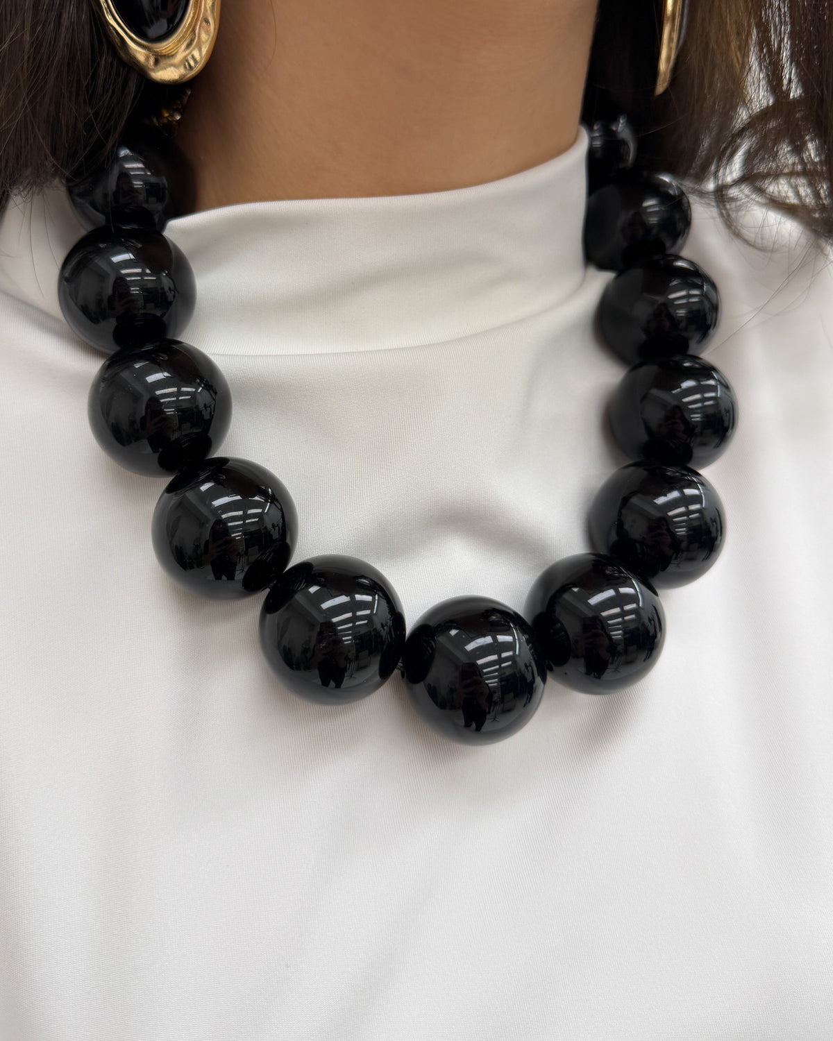 Collana sfere big Nero