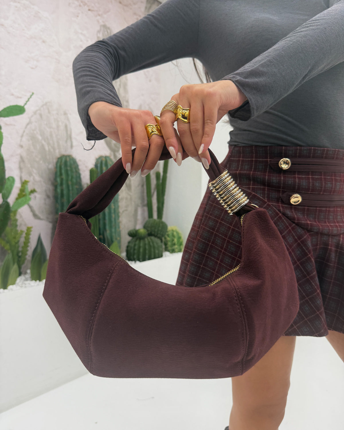 Borsa Anelli cuoio Bordeaux