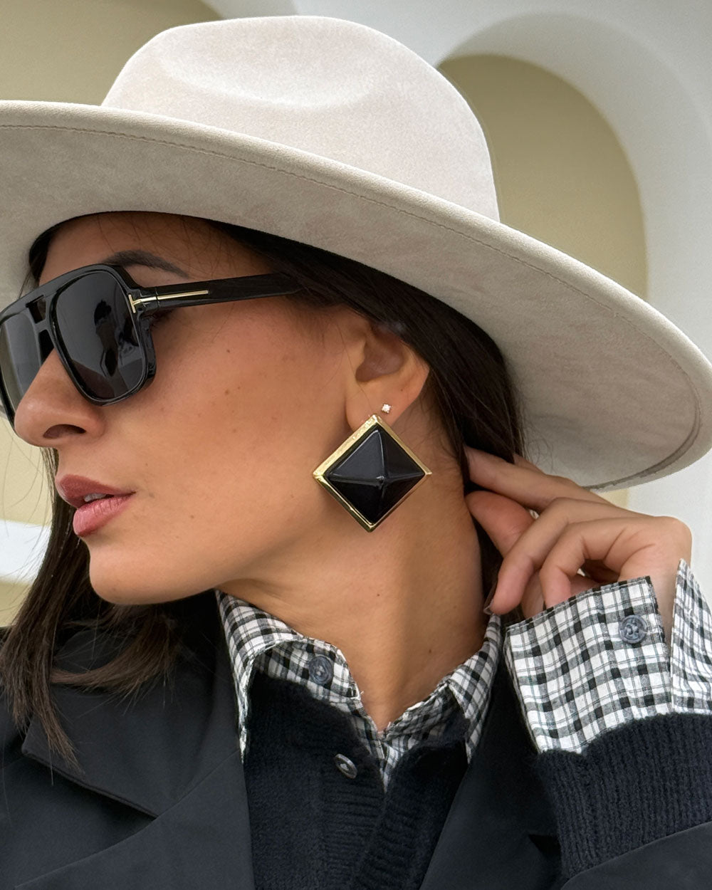 Orecchini Geometric Nero