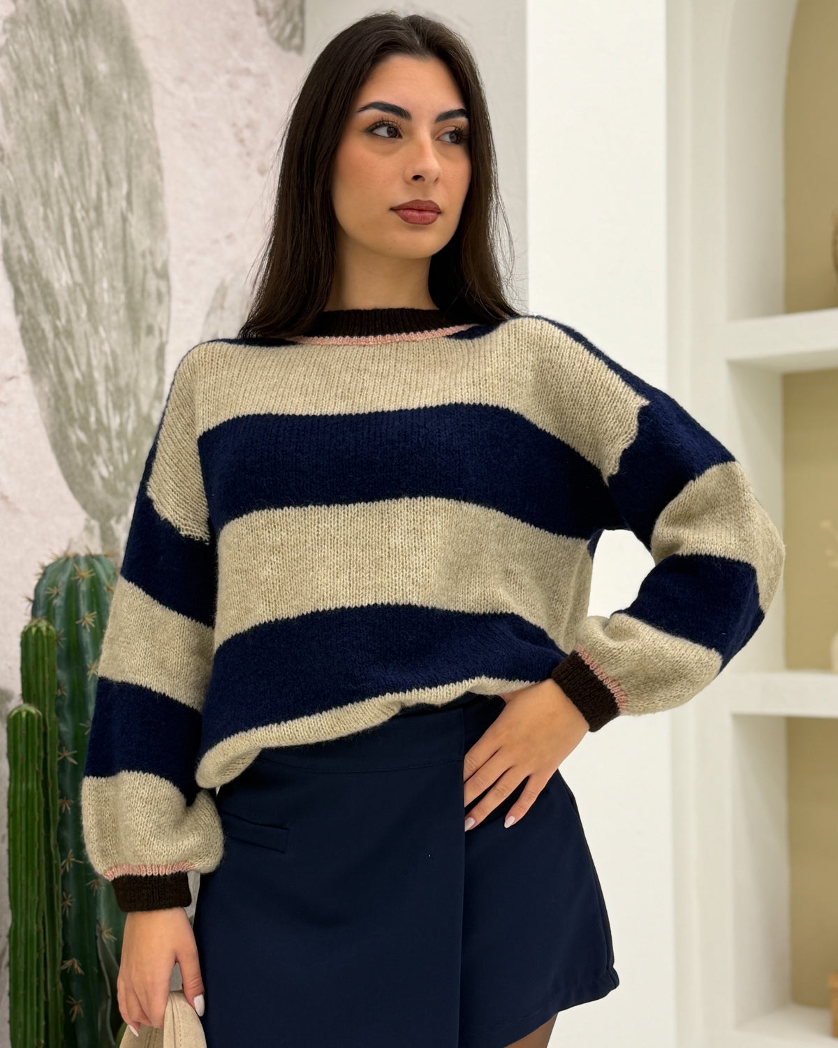 Pull righe A3110 Blu