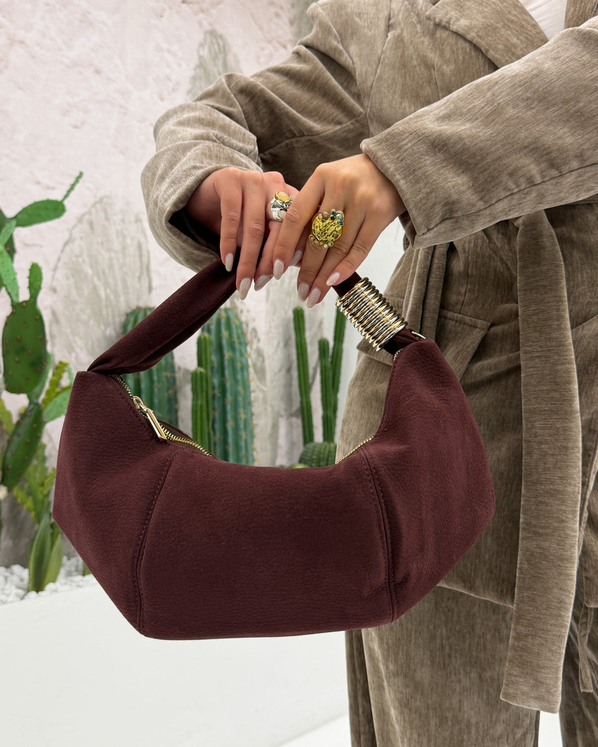 Borsa Anelli cuoio Bordeaux