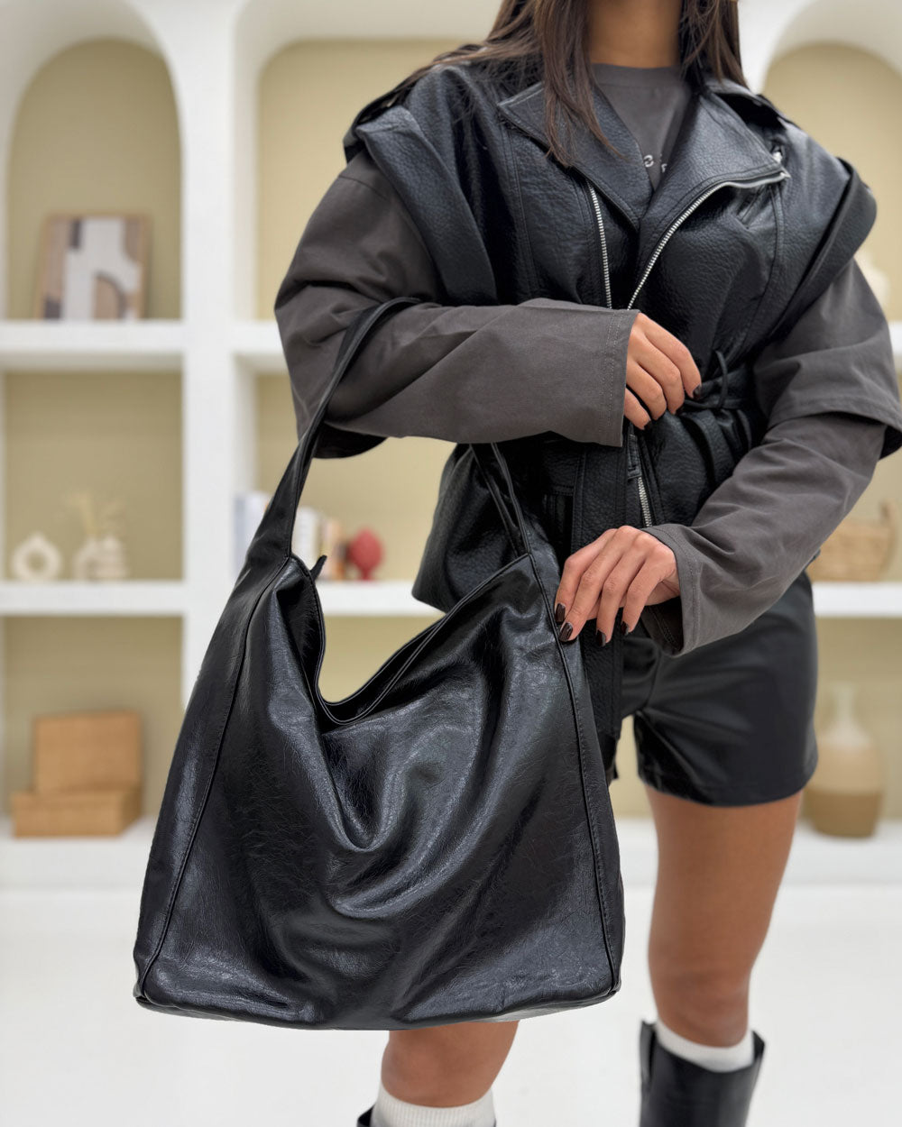 Borsa eff, pelle Soft Nera