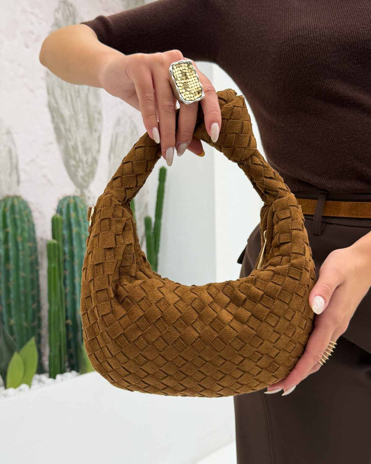 Borsa Mini Nodo Camoscio Marrone