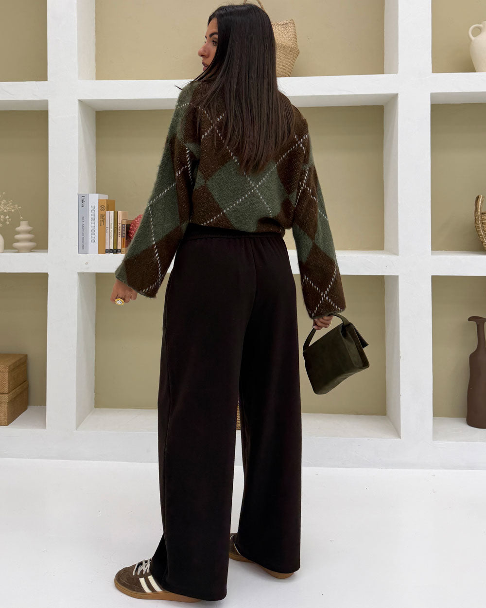 Pantalone cinta tessuto 19308-1 Marrone