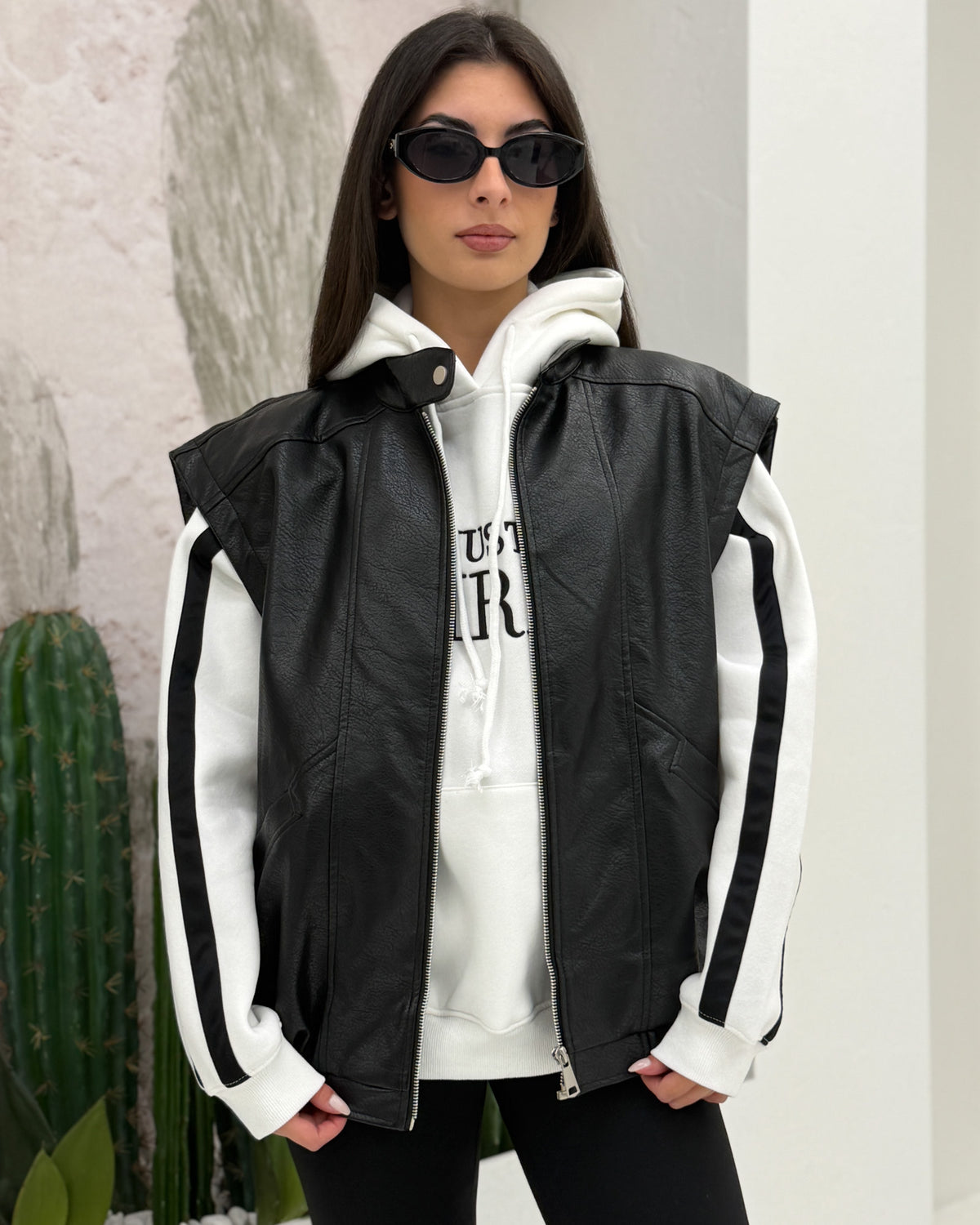 Gilet\bomber ecopelle Nero