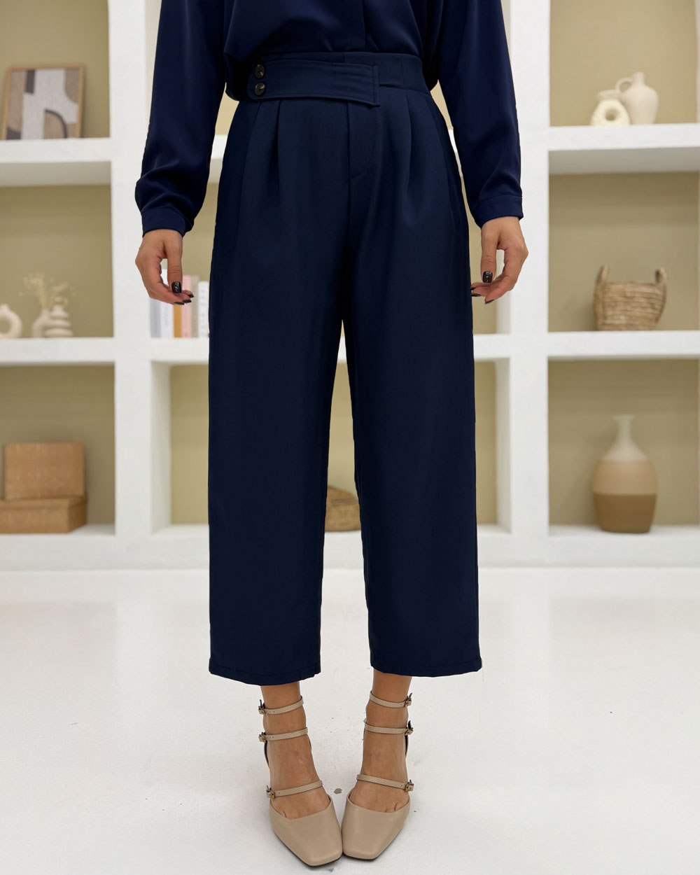 Pantalone chiusura trasversale Blu Notte