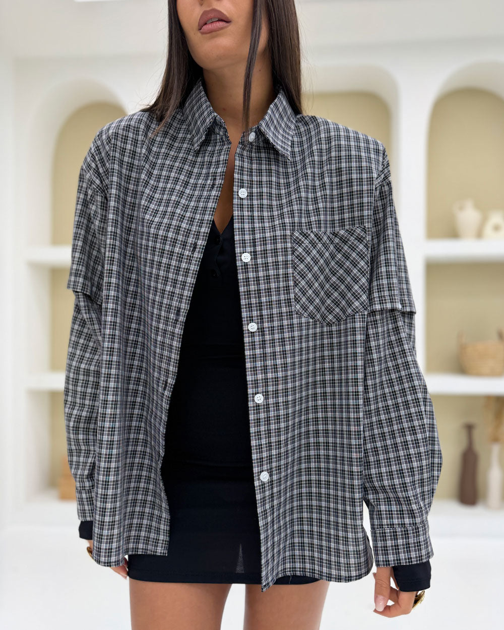 Camicia manica doppia Nero