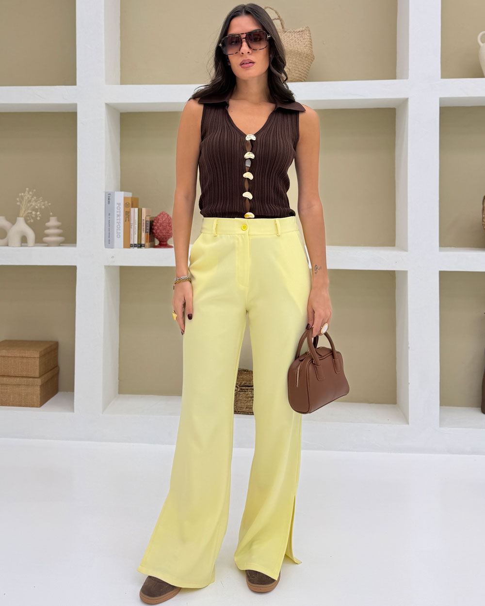 Canotta bottone Marrone