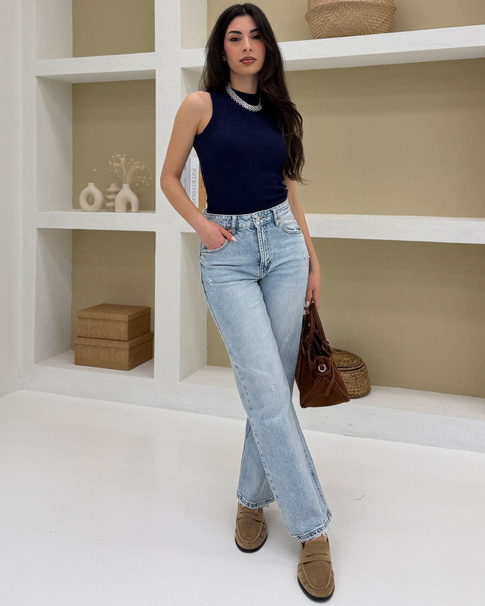 Borsa Emily in Suede Marrone