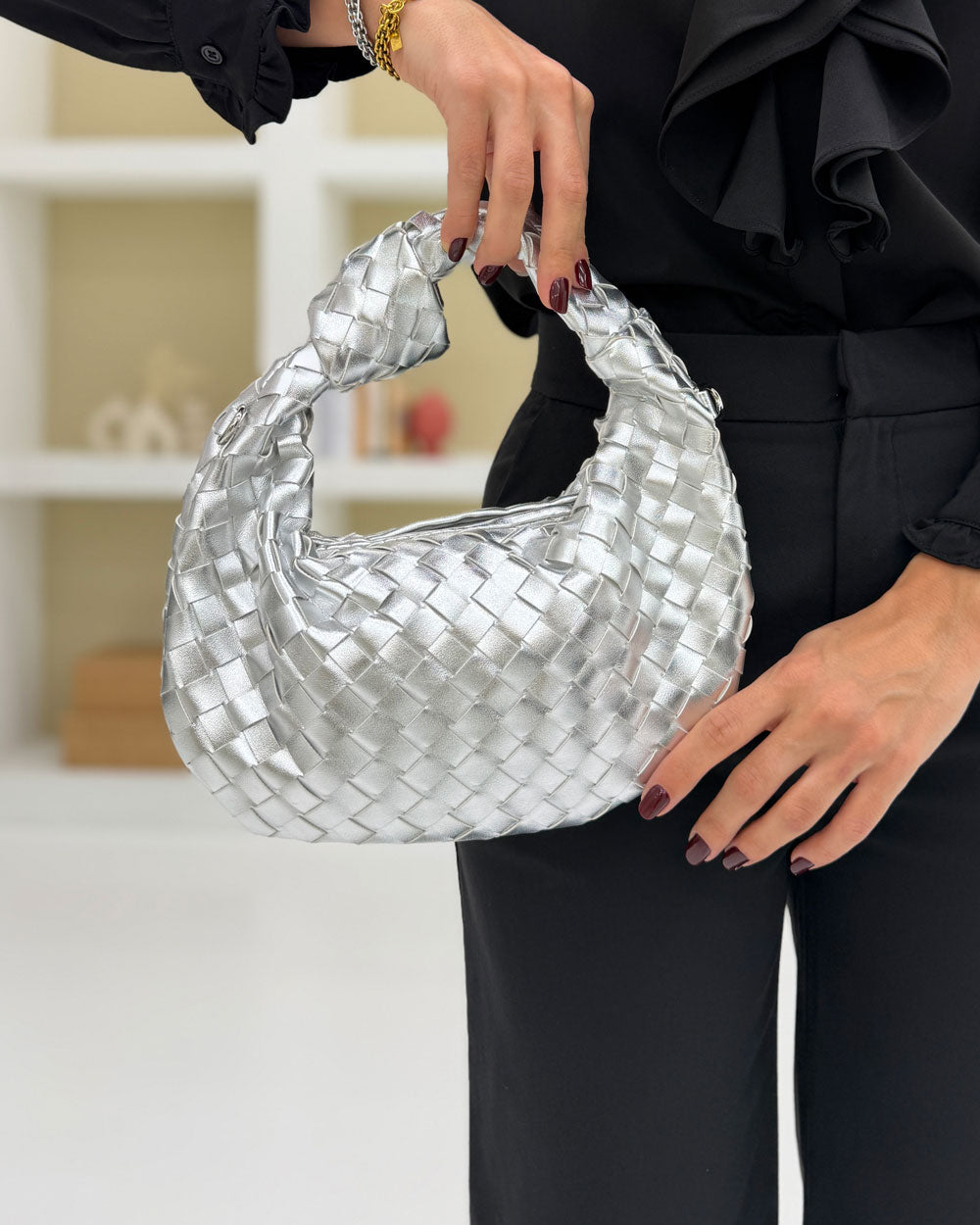 Borsa Intreccio Nodo piccola Argento