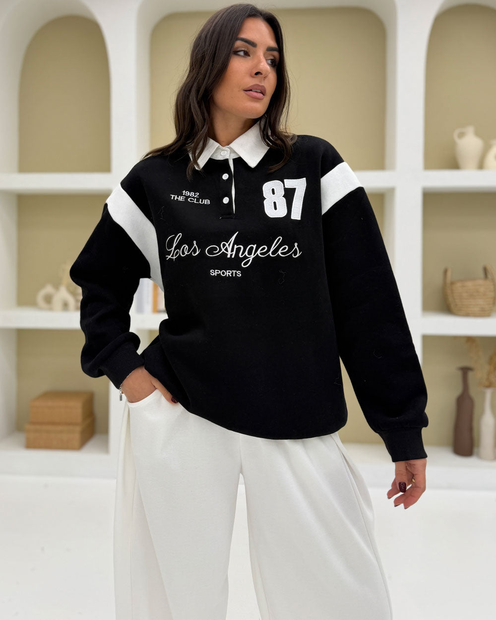 Felpa\polo 87LOS ANGELES Nero