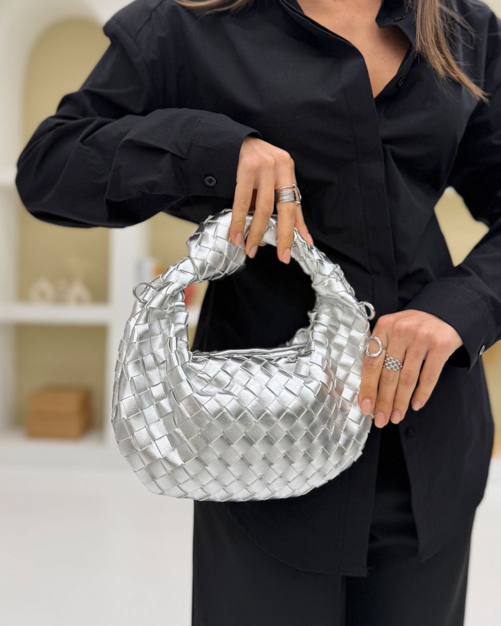 Borsa Intreccio Nodo piccola Argento