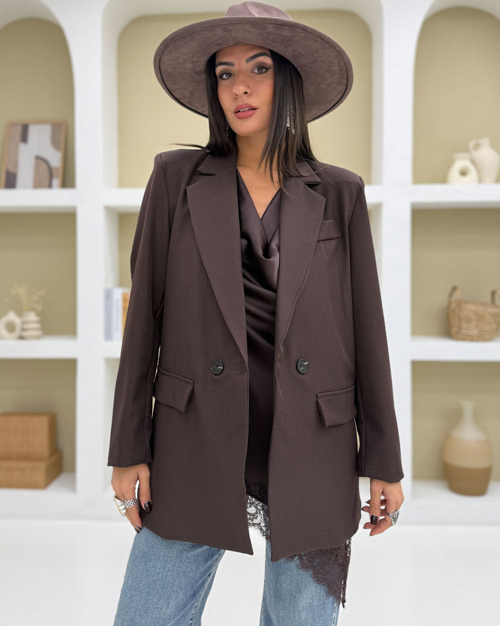 Blazer doppiopetto 4 bottoni Marrone