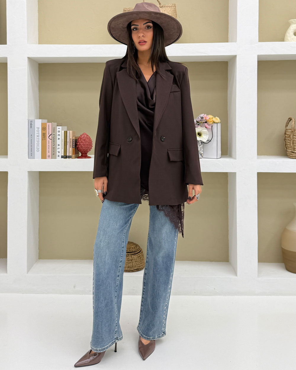 Blazer doppiopetto 4 bottoni Marrone