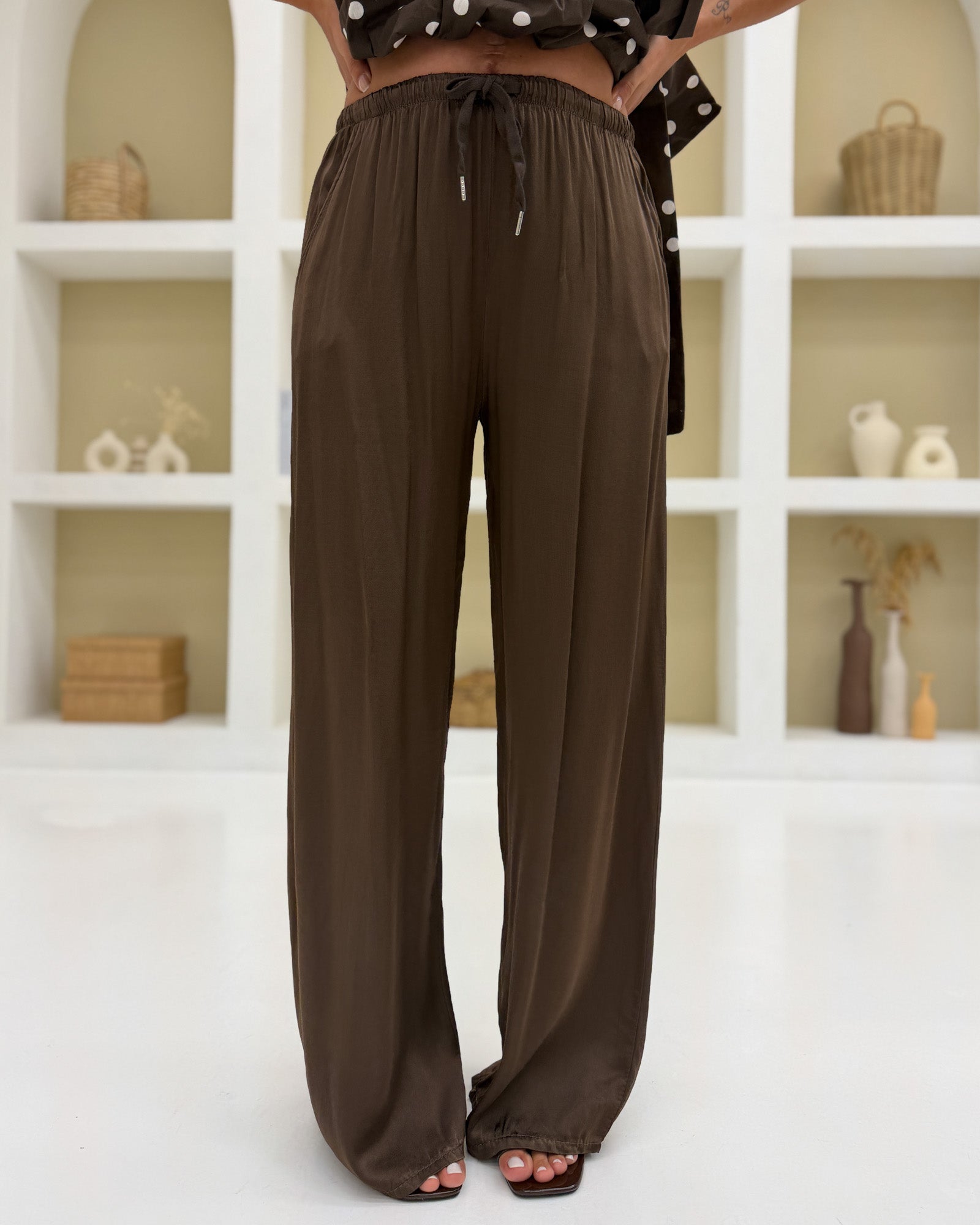 Pantalone palazzo viscosa Cacao