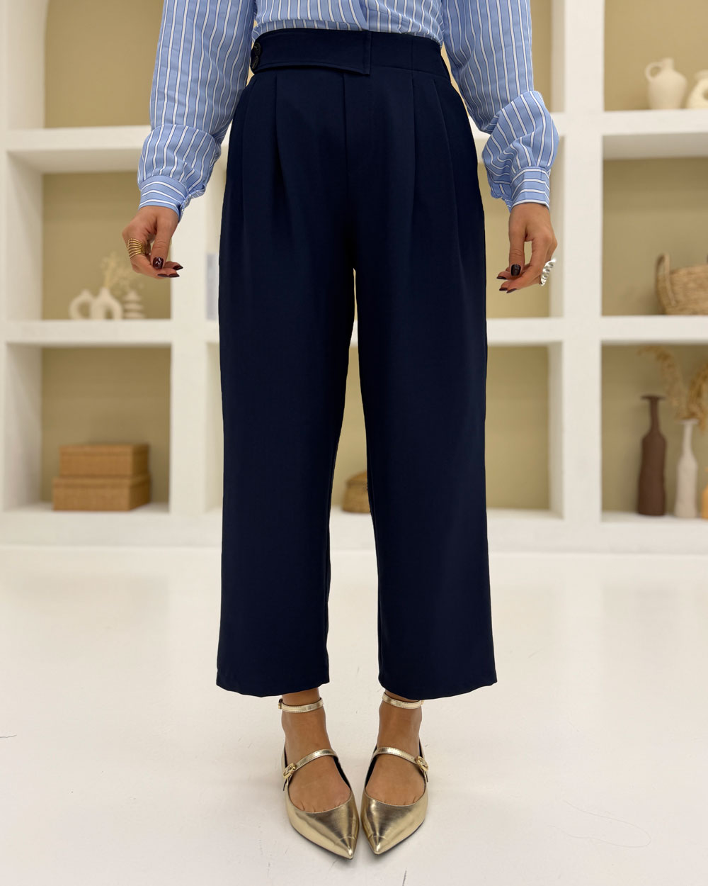 Pantalone chiusura trasversale Blu Notte