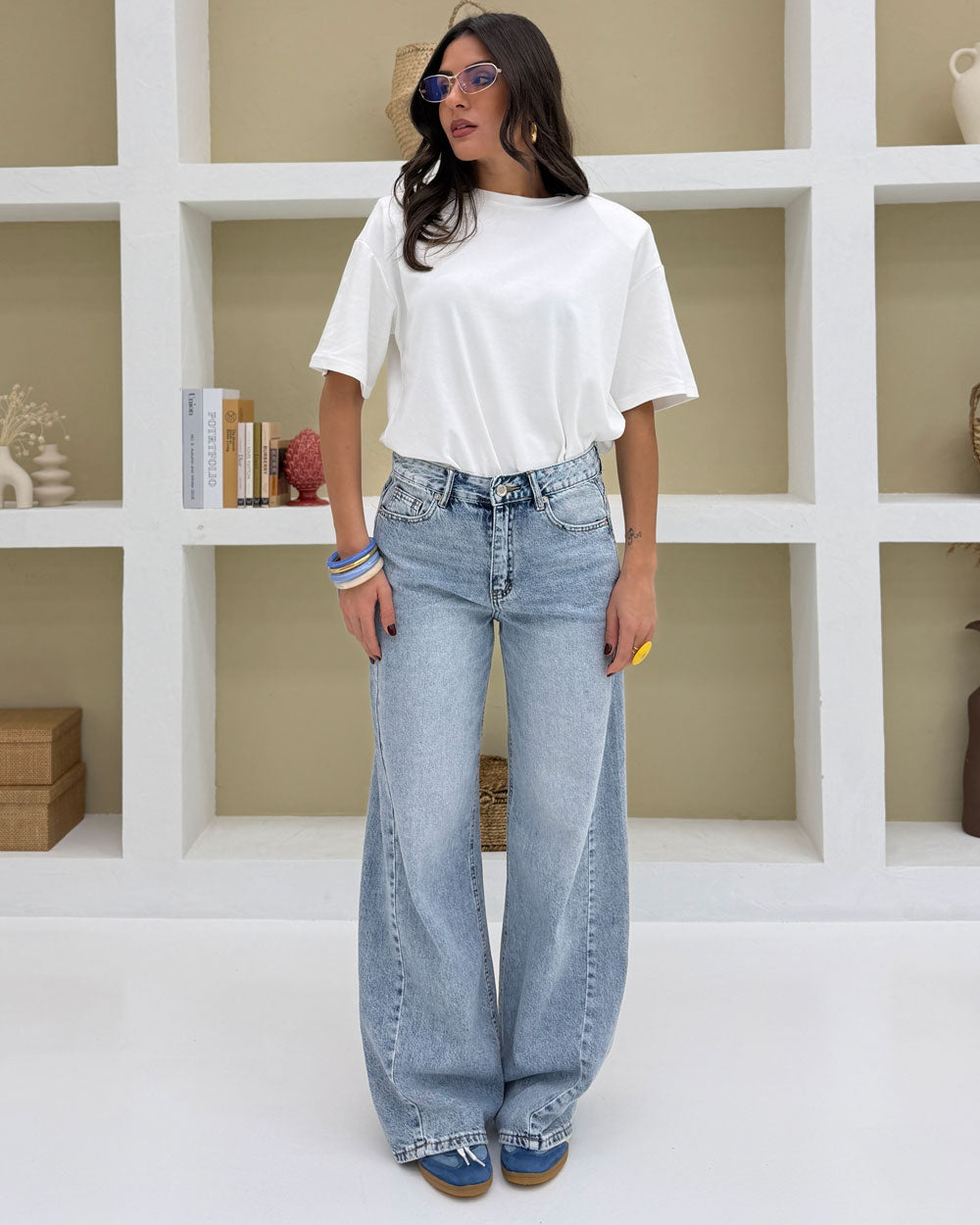 T-shirt over tessuto doppio bianco