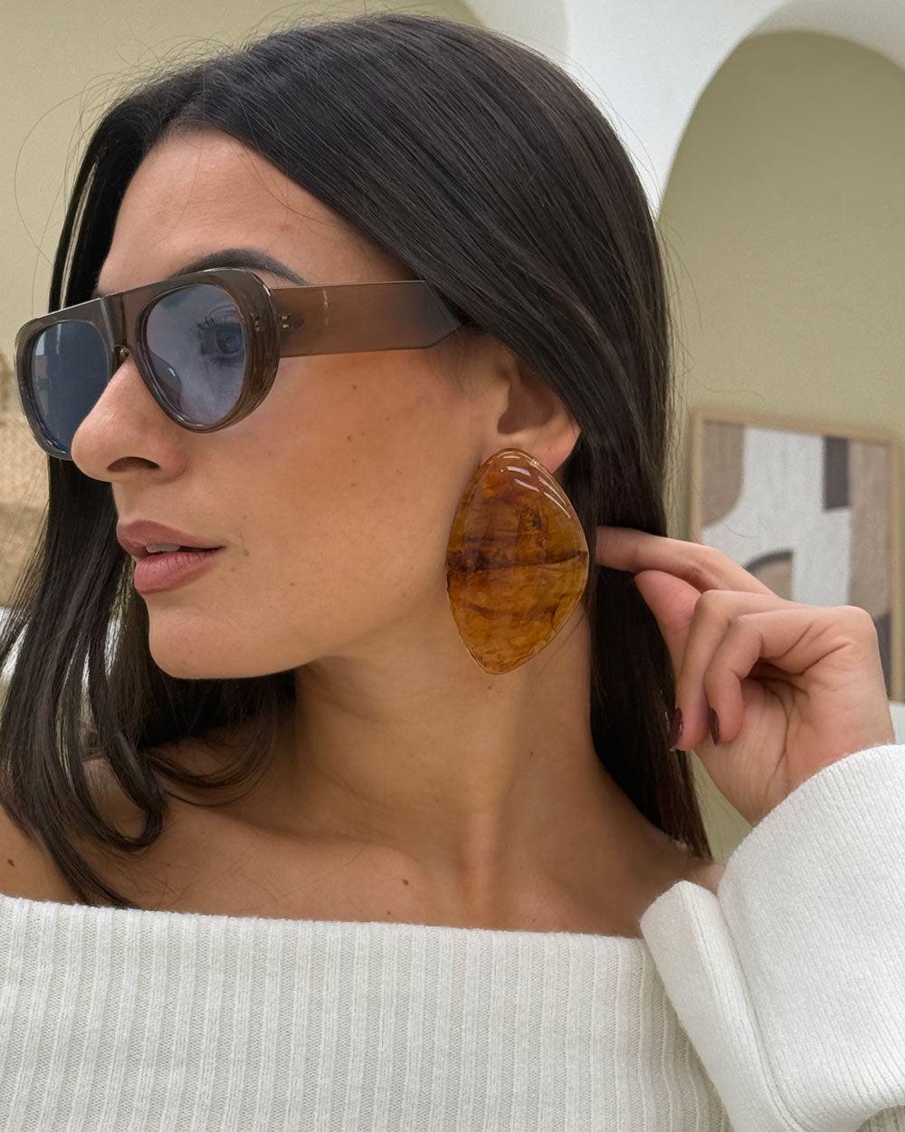 Orecchini Shield Marrone