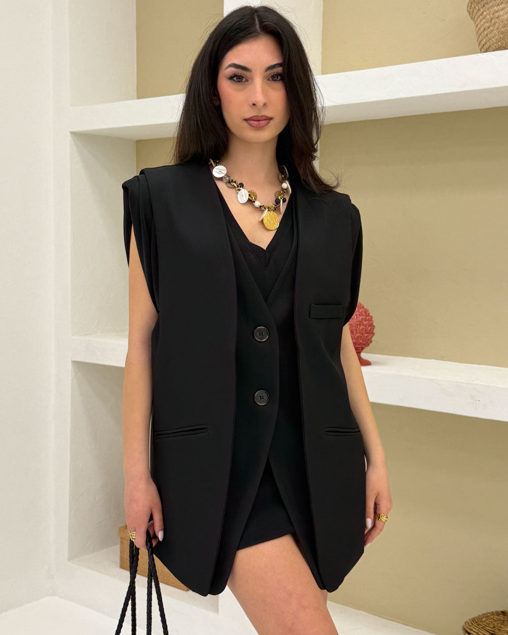 Gilet doppiato Nero