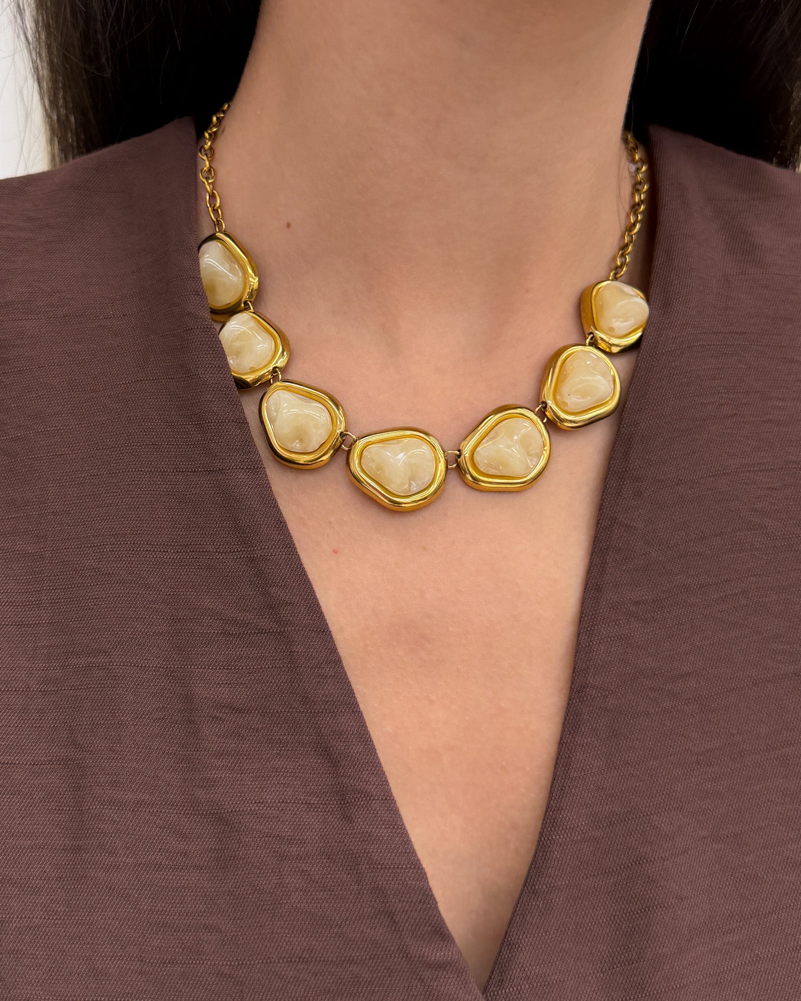 Collana pietre Beige