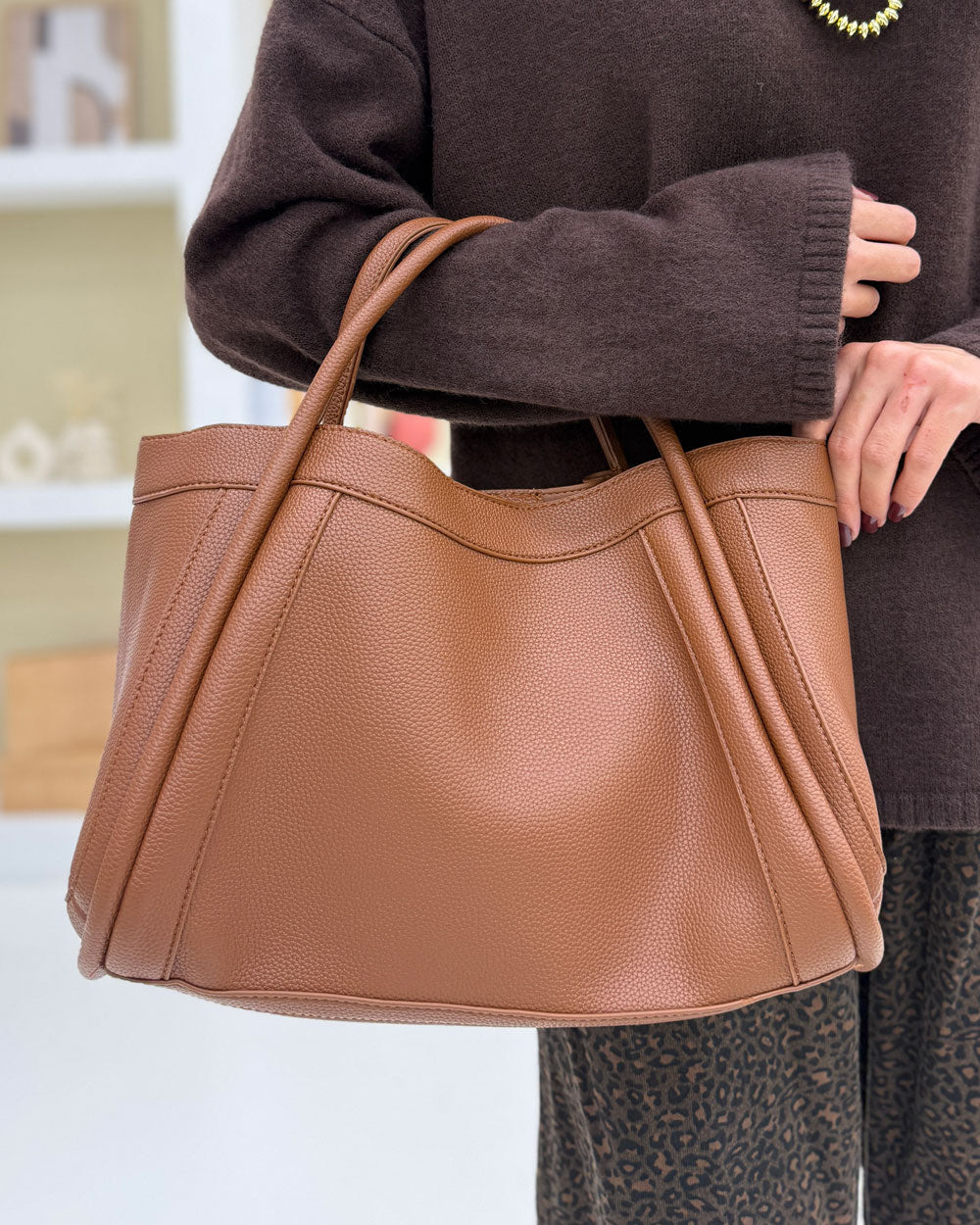 Borsa eff pelle martellato Cuoio