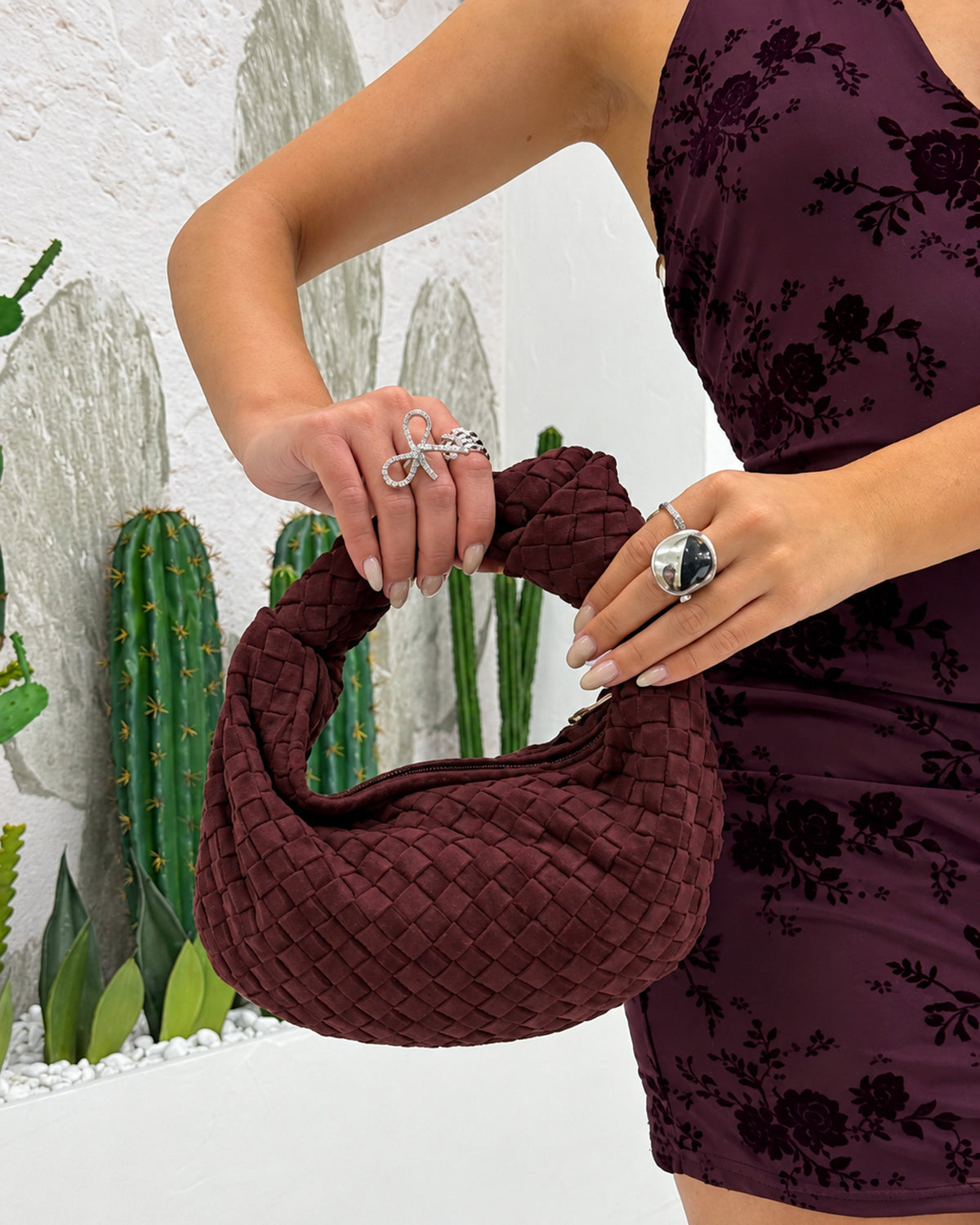Borsa Mini Nodo Camoscio Bordeaux