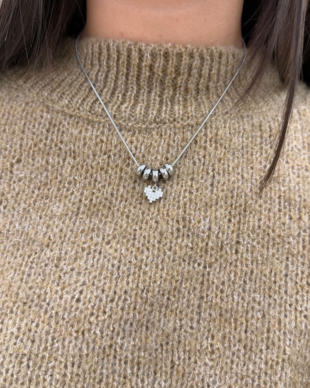 Collana cuore tetris Argento