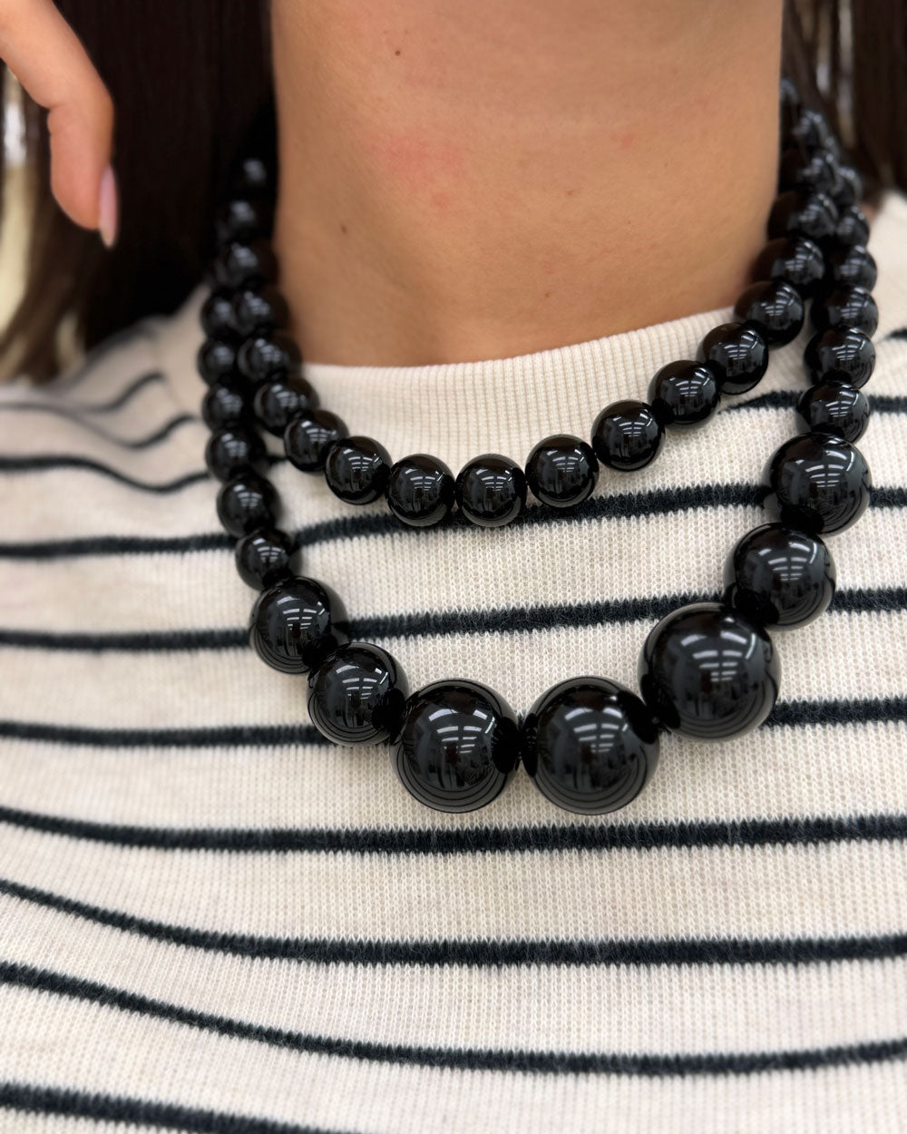 Collana Perline Colorate Nero