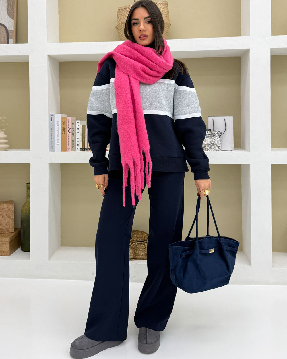 Borsa Annalisa suede Blu